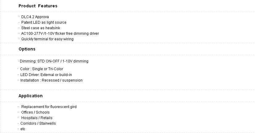 ETL USA stock dimming Led Troffer Panel light